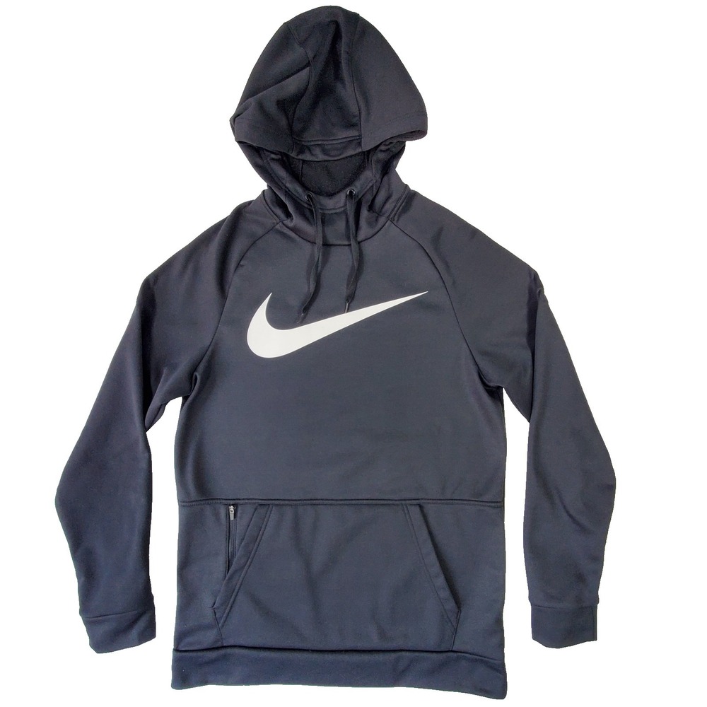 Nike Therma-FIT Hoodie Mens S Black Swoosh Pullover Performance